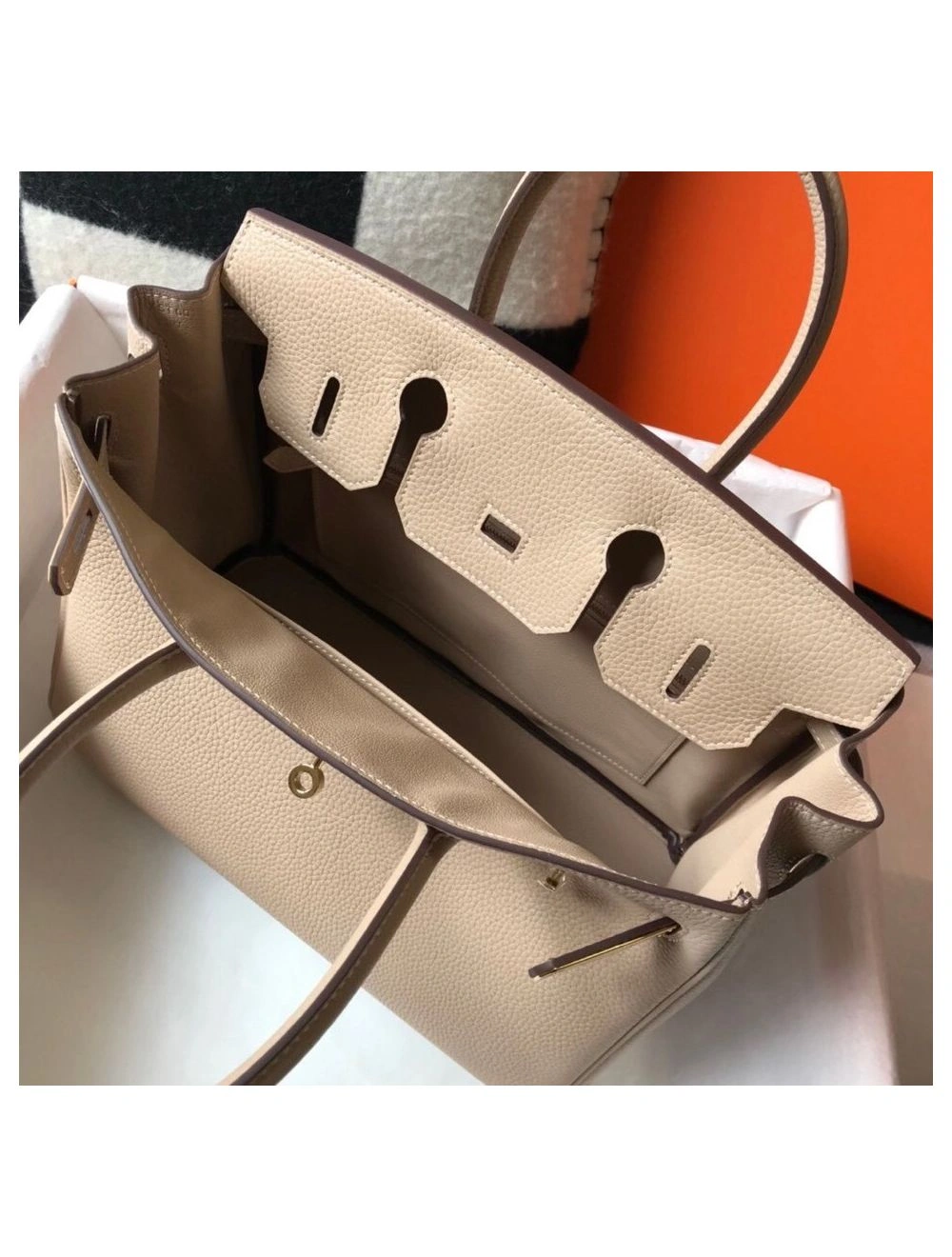 Hermes Birkin 35cm Bag In Trench Clemence Leather GHW