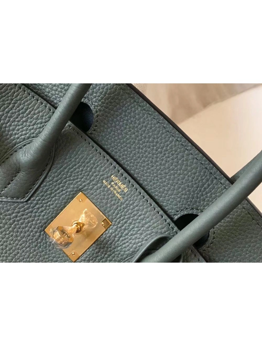 Hermes Birkin 35cm Bag In Vert Amande Clemence Leather GHW