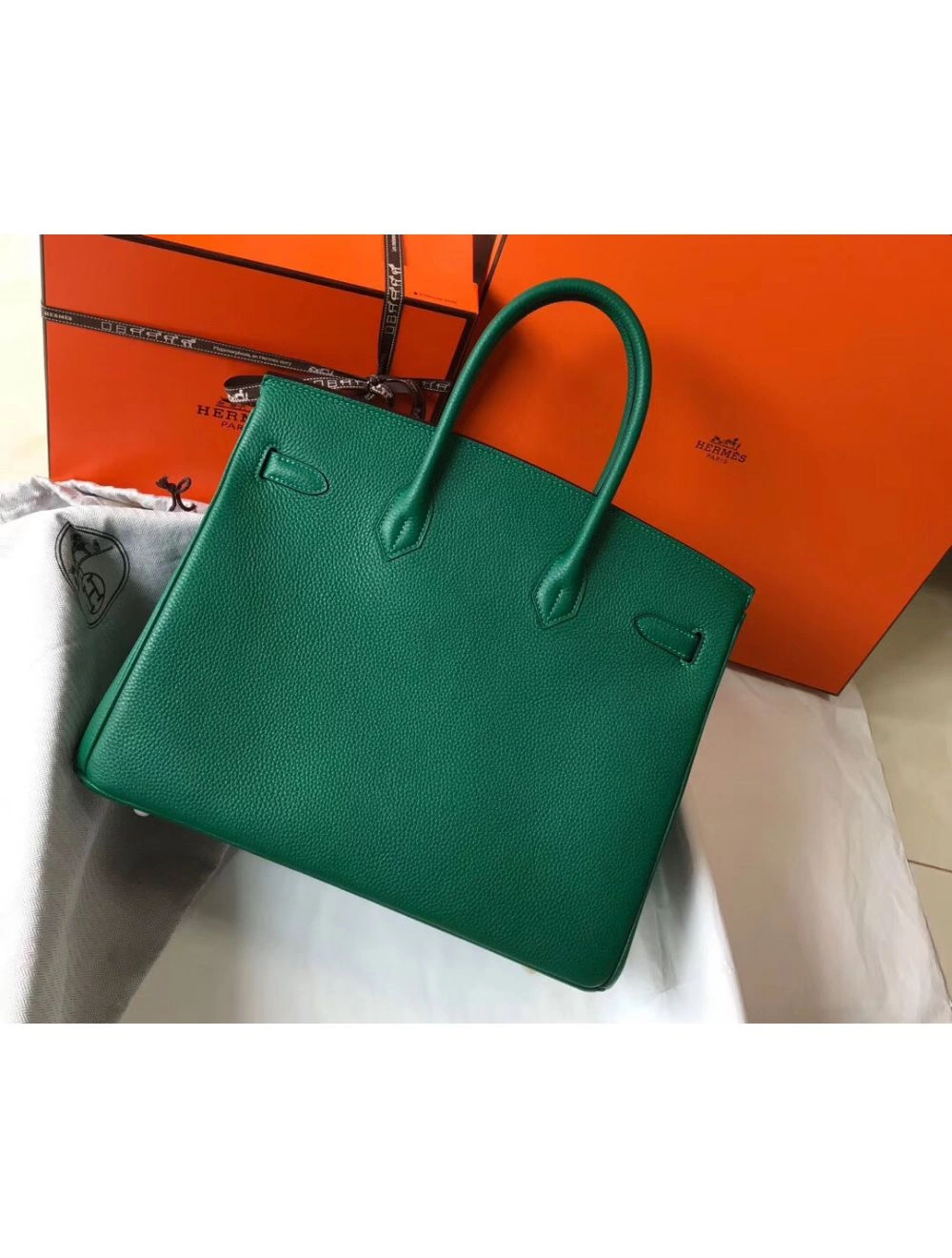 Hermes Birkin 35cm Bag In Vert Vertigo Clemence Leather GHW