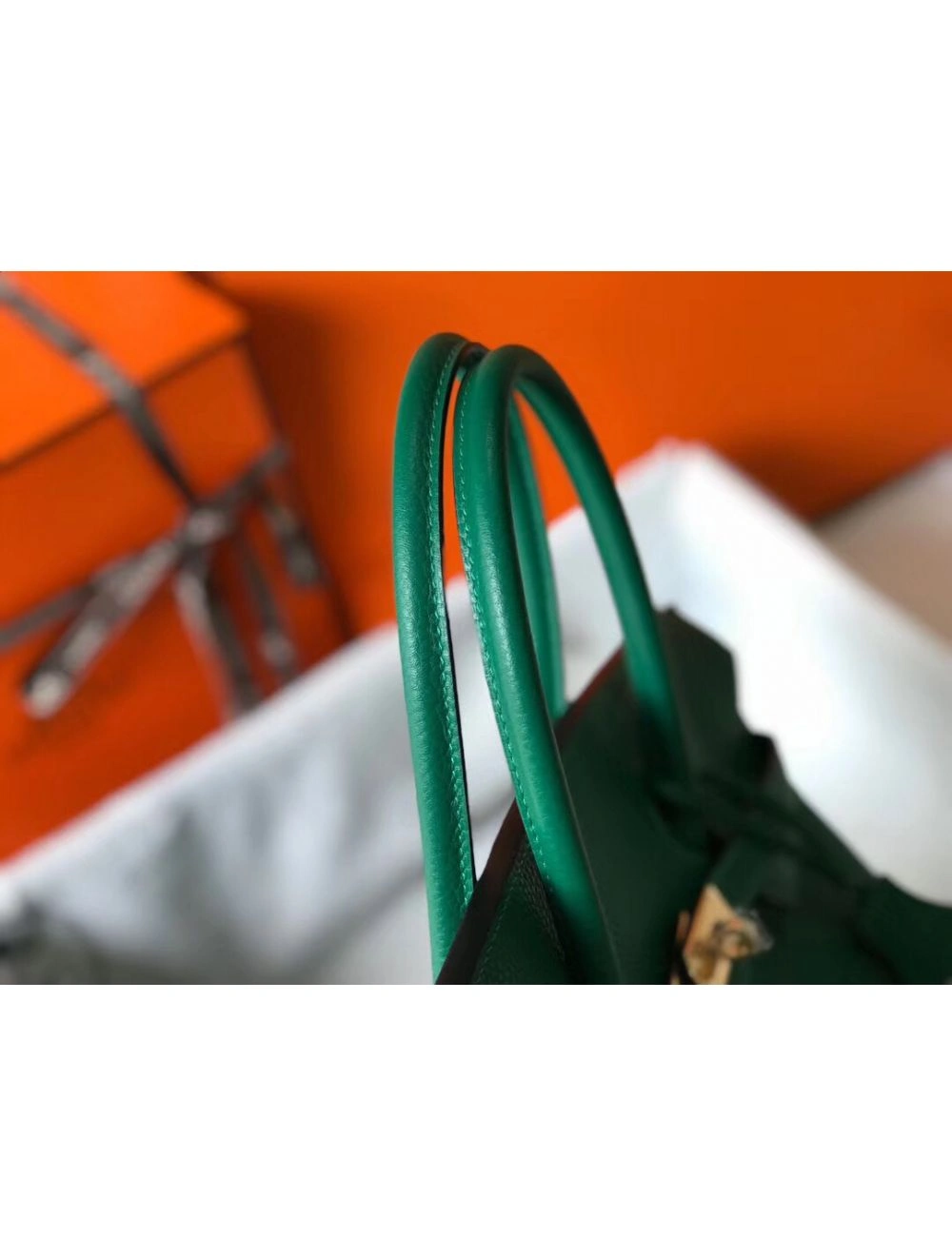 Hermes Birkin 35cm Bag In Vert Vertigo Clemence Leather GHW