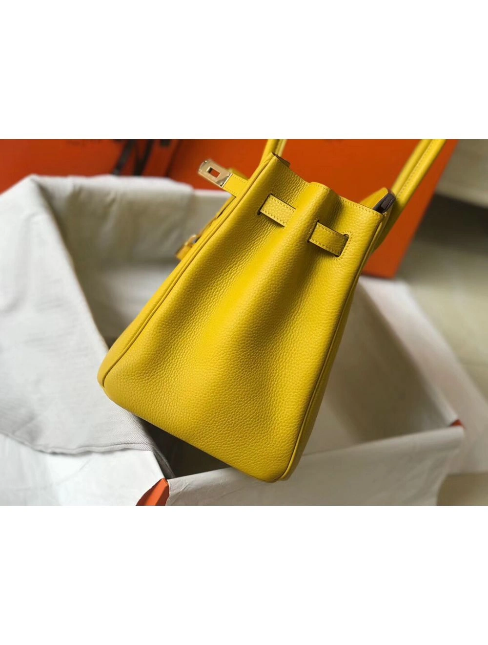 Hermes Birkin 35cm Bag In Yellow Clemence Leather GHW