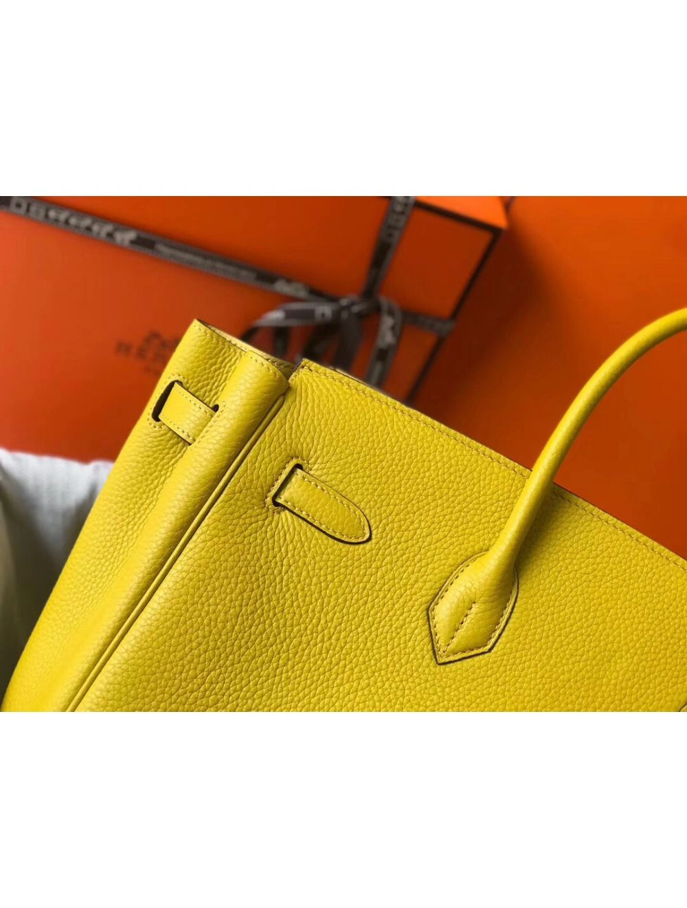 Hermes Birkin 35cm Bag In Yellow Clemence Leather GHW