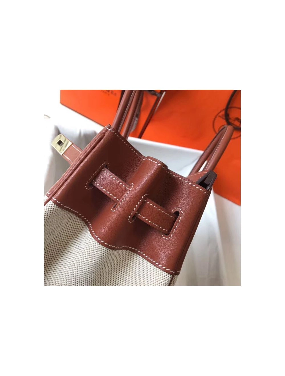 Hermes Birkin 35cm Canvas Bag With Barenia Leather GHW