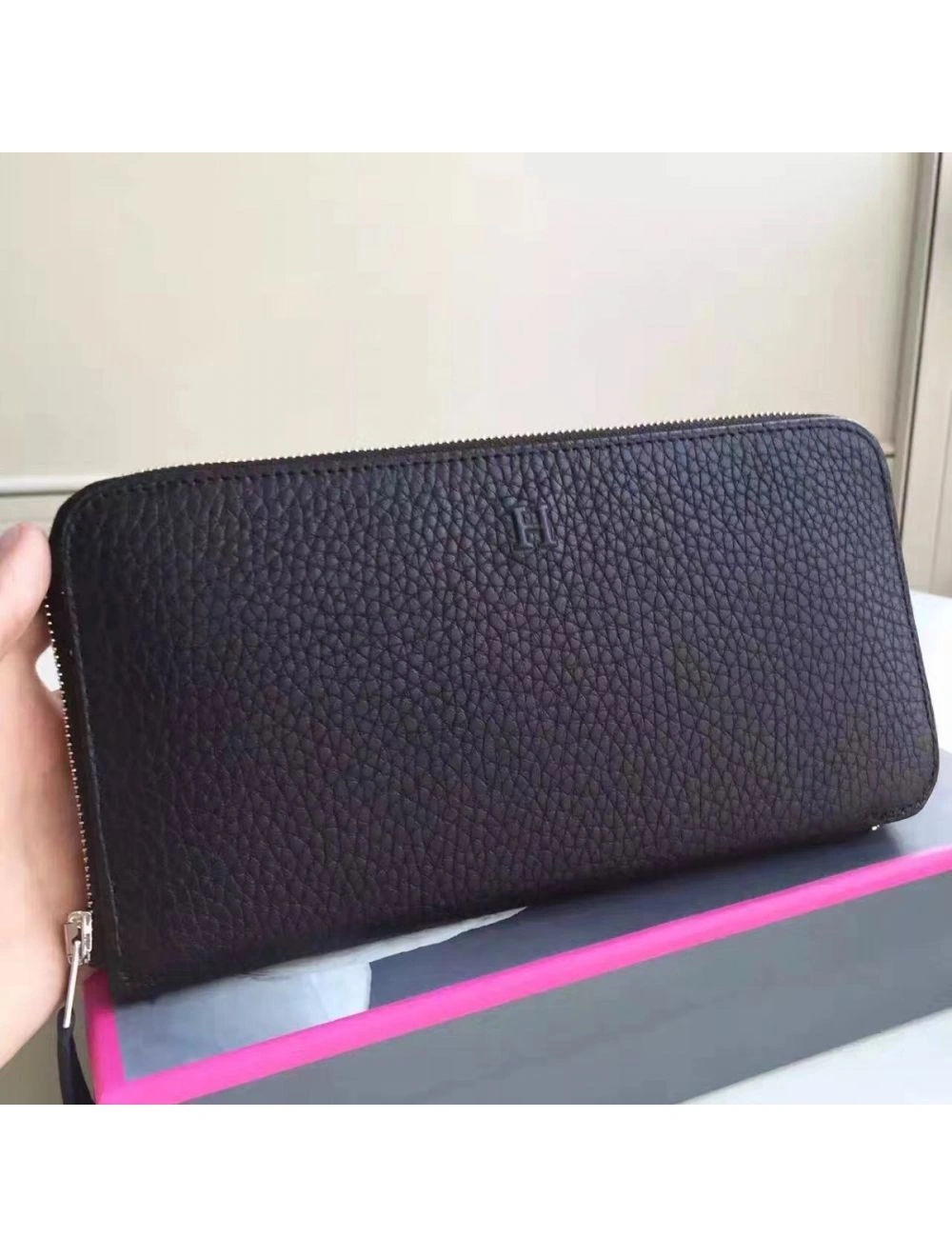 Hermes Black Clemence Azap Zipped Wallet