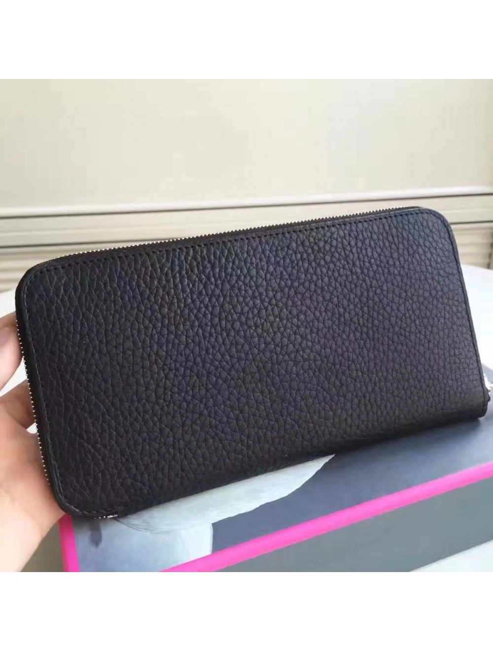 Hermes Black Clemence Azap Zipped Wallet