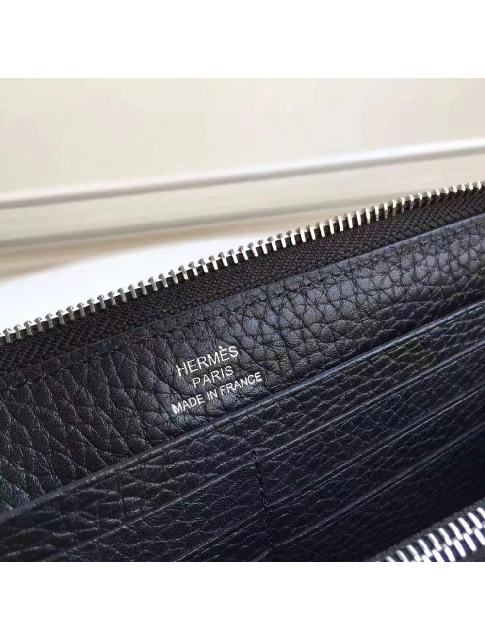 Hermes Black Clemence Azap Zipped Wallet