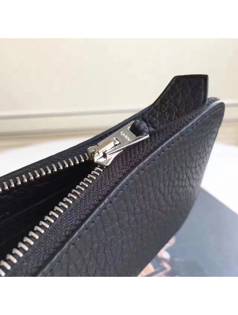 Hermes Black Clemence Azap Zipped Wallet