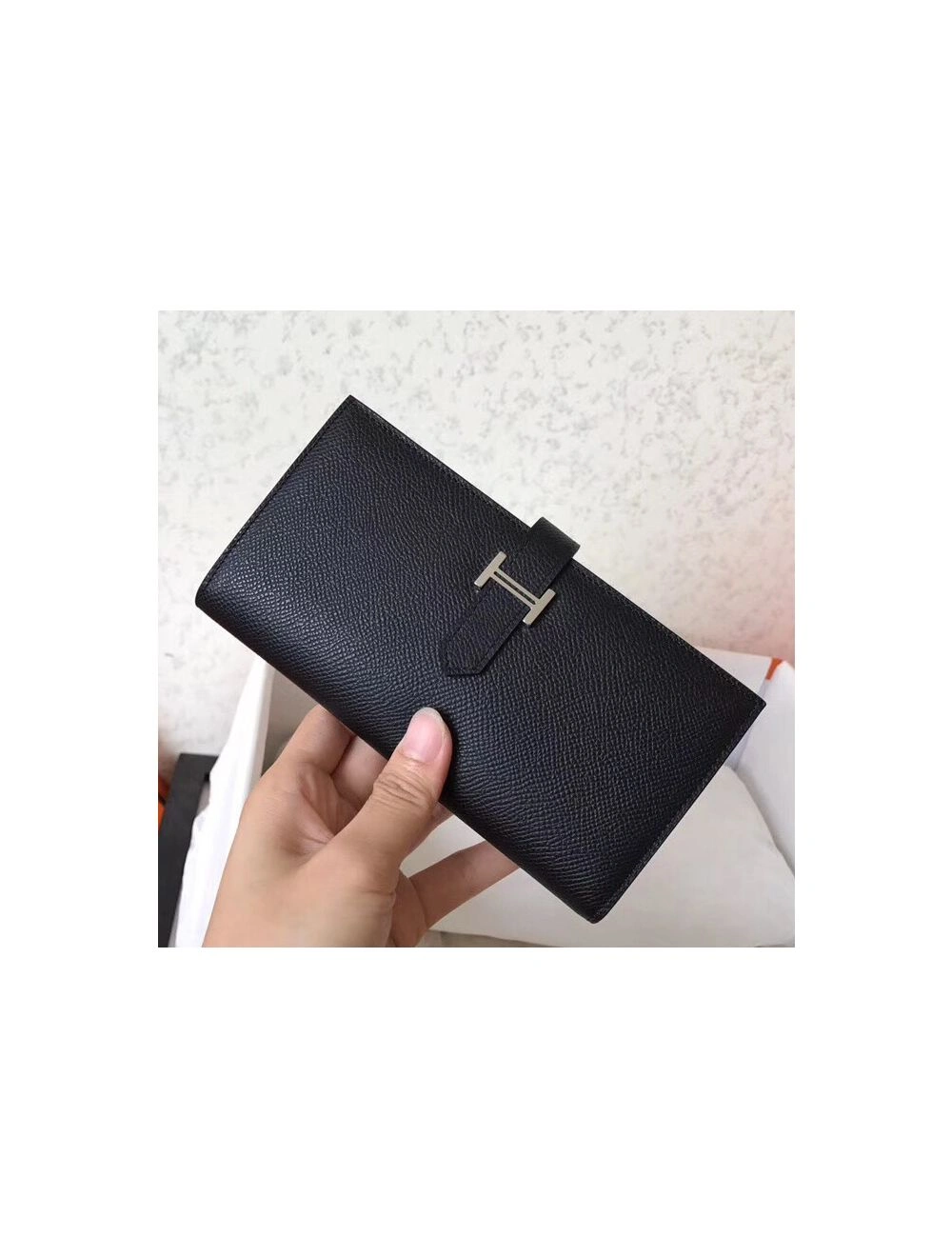 Hermes Black Epsom Bearn Gusset Wallet