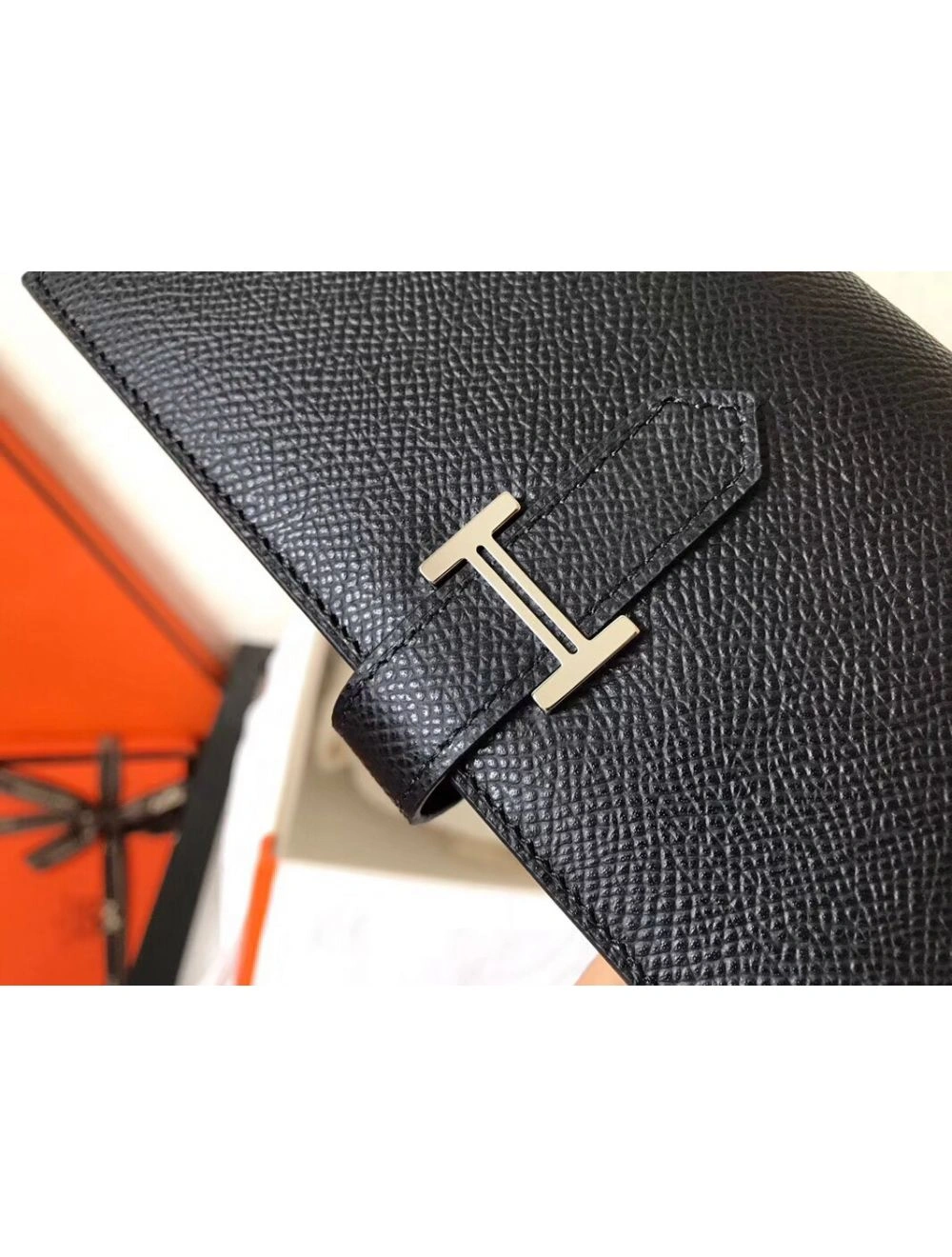 Hermes Black Epsom Bearn Gusset Wallet