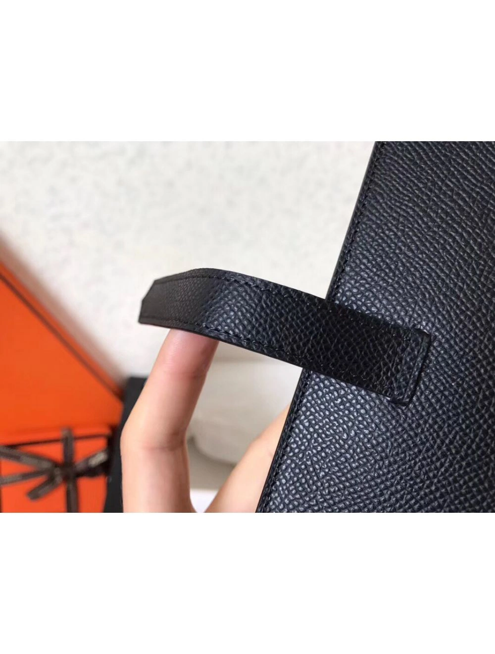 Hermes Black Epsom Bearn Gusset Wallet