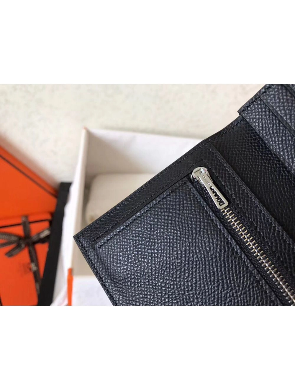 Hermes Black Epsom Bearn Gusset Wallet