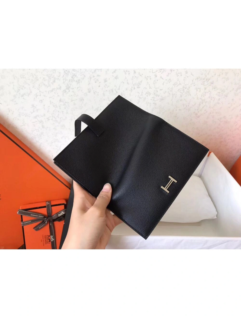 Hermes Black Epsom Bearn Gusset Wallet