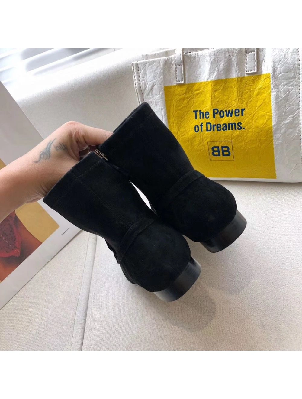 Hermes Black Suede Saint Honore Ankle Boots