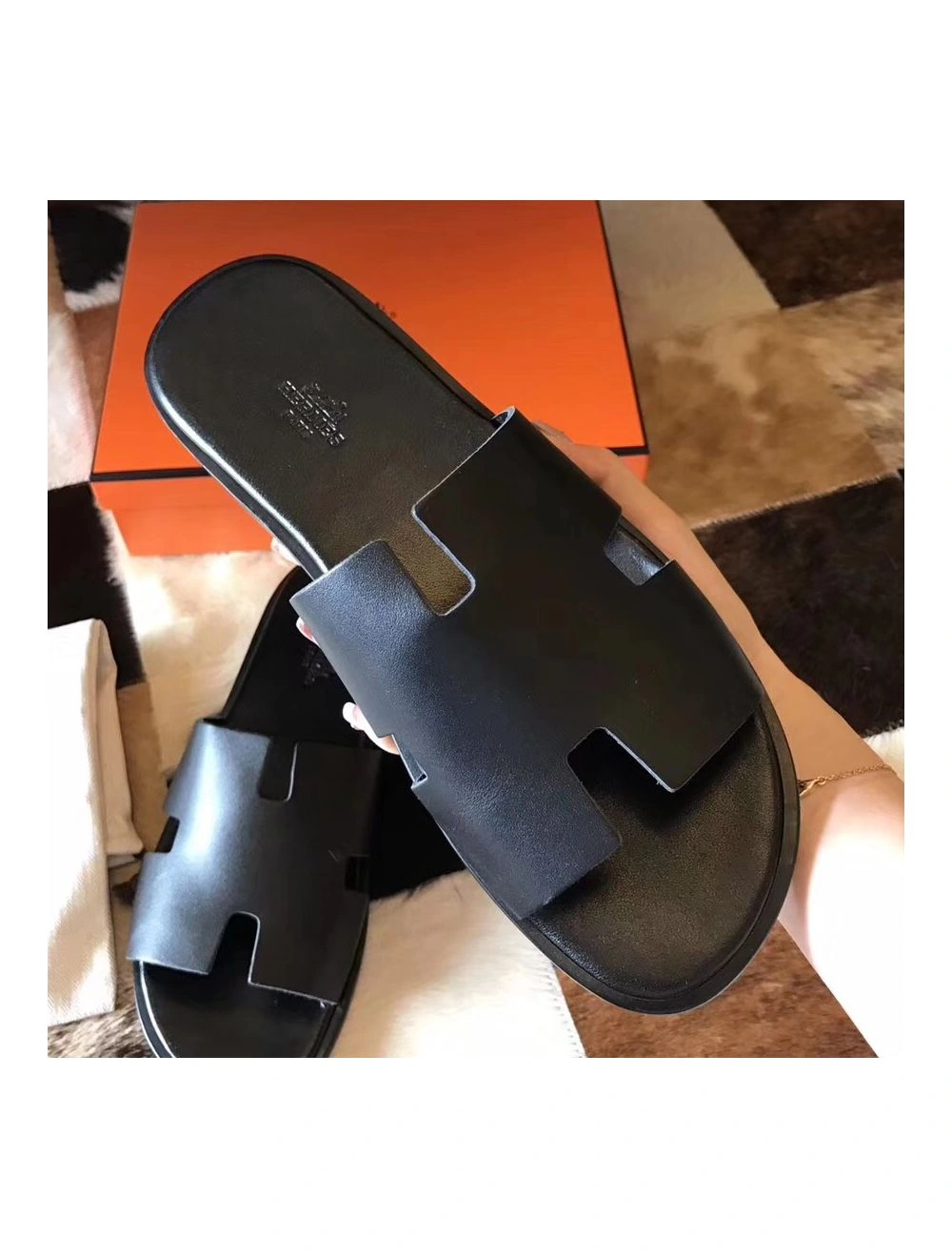 Hermes Black Swift Izmir Sandals