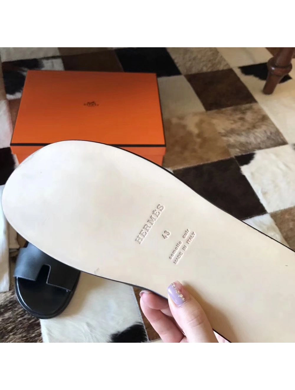 Hermes Black Swift Izmir Sandals