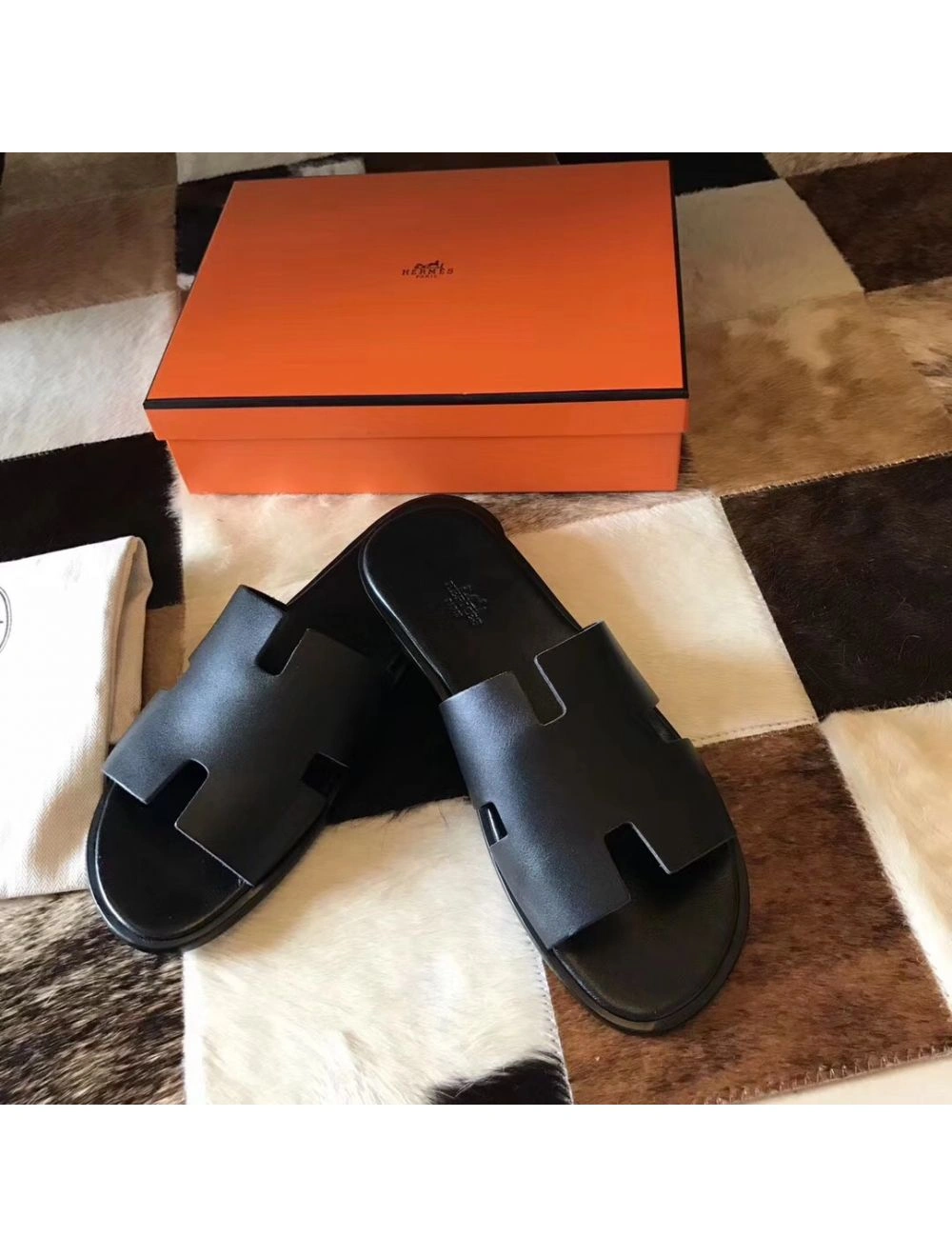 Hermes Black Swift Izmir Sandals