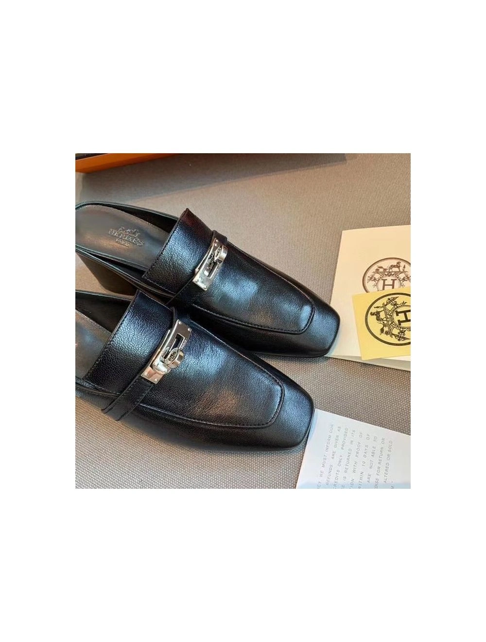 Hermes Blossom Mules 60mm In Black Goatskin