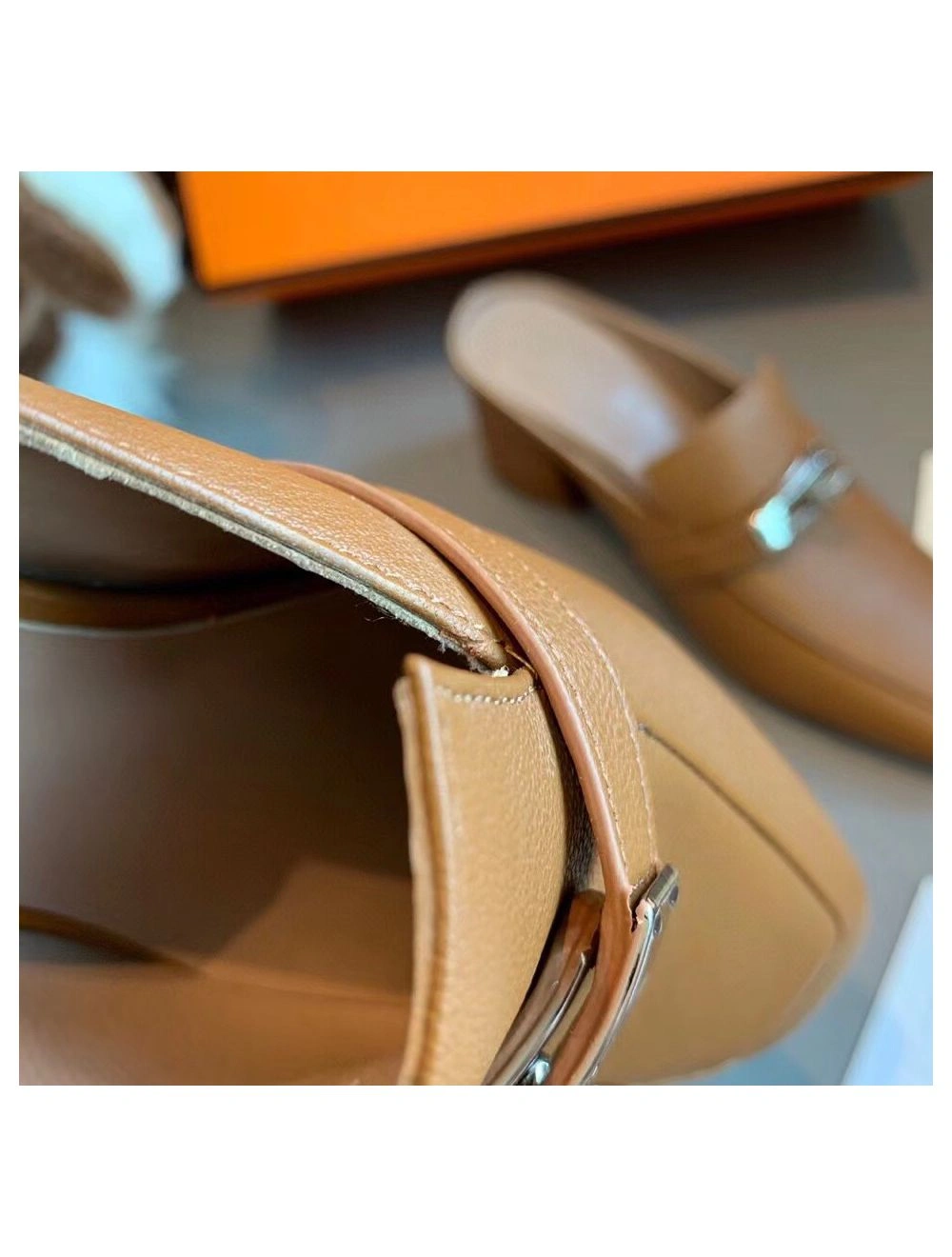 Hermes Blossom Mules 60mm In Brown Goatskin