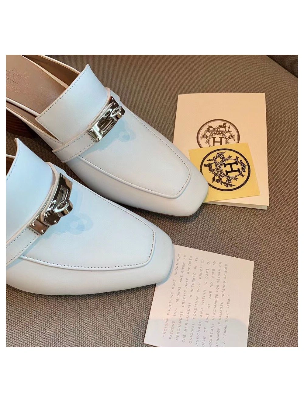 Hermes Blossom Mules 60mm In White Goatskin