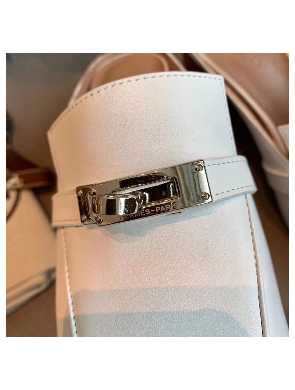 Hermes Blossom Mules 60mm In White Goatskin