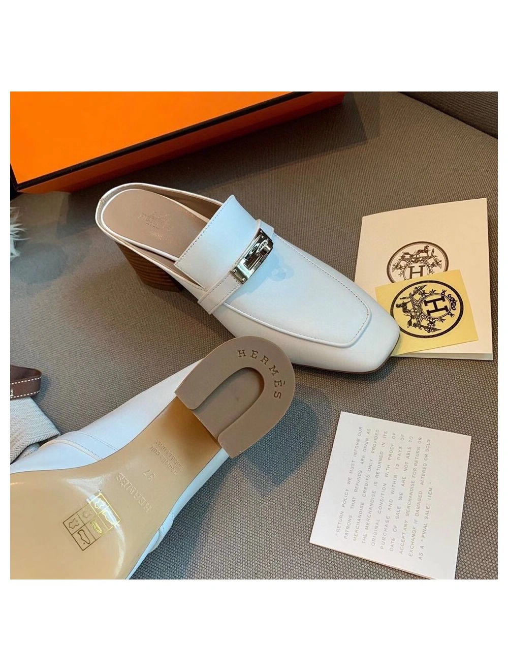 Hermes Blossom Mules 60mm In White Goatskin
