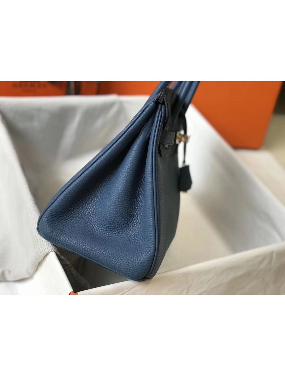 Hermes Blue Agate Clemence Birkin 30cm Bag