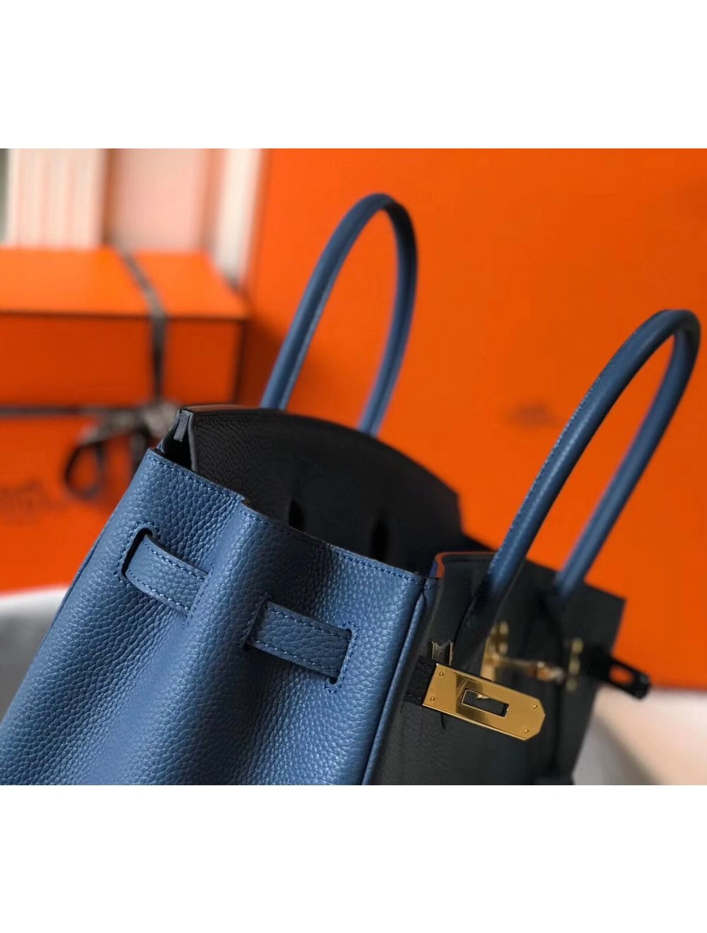 Hermes Blue Agate Clemence Birkin 30cm Bag
