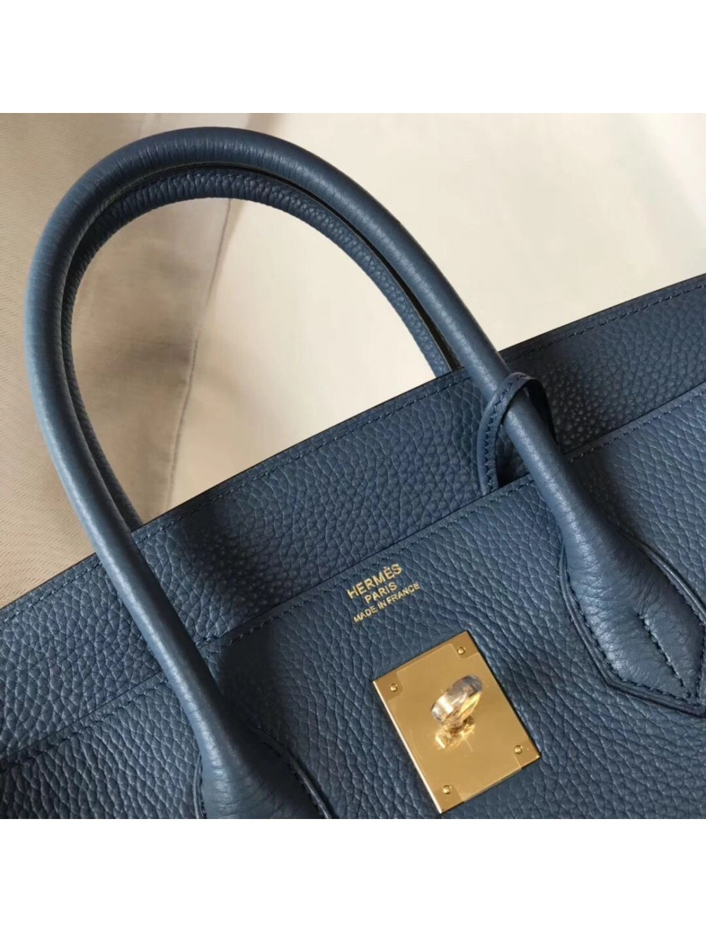Hermes Blue Agate Clemence Birkin 30cm Bag