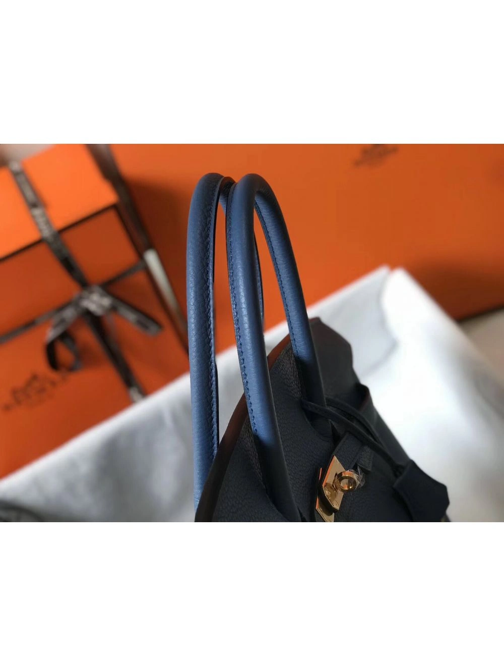 Hermes Blue Agate Clemence Birkin 30cm Bag