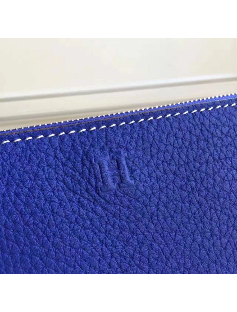 Hermes Blue Electric Clemence Azap Zipped Wallet