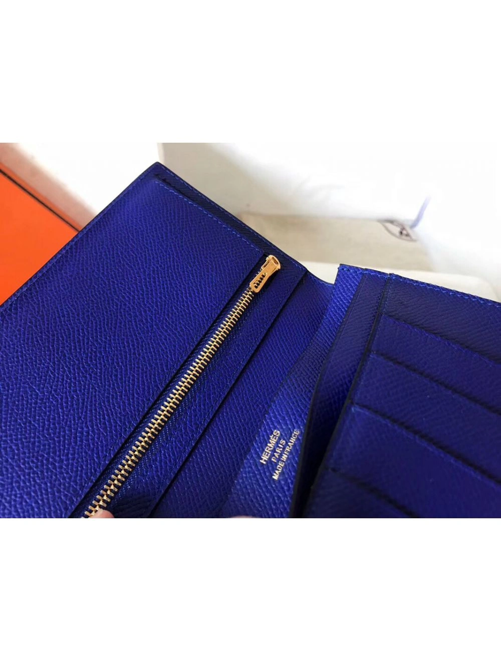 Hermes Blue Electric Epsom Bearn Gusset Wallet