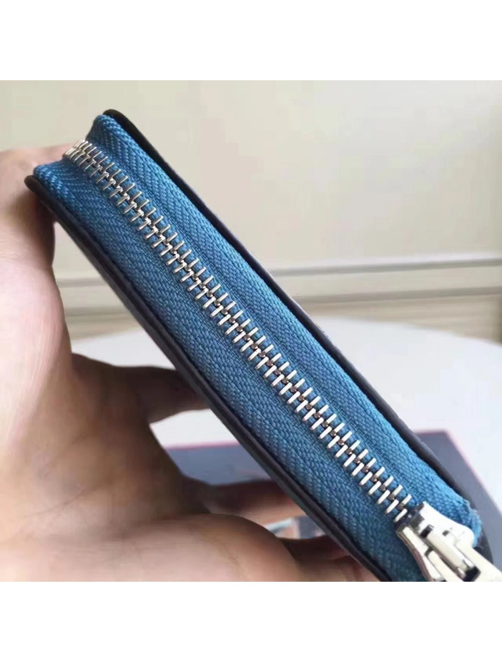 Hermes Blue Jean Azap Zipped Wallet