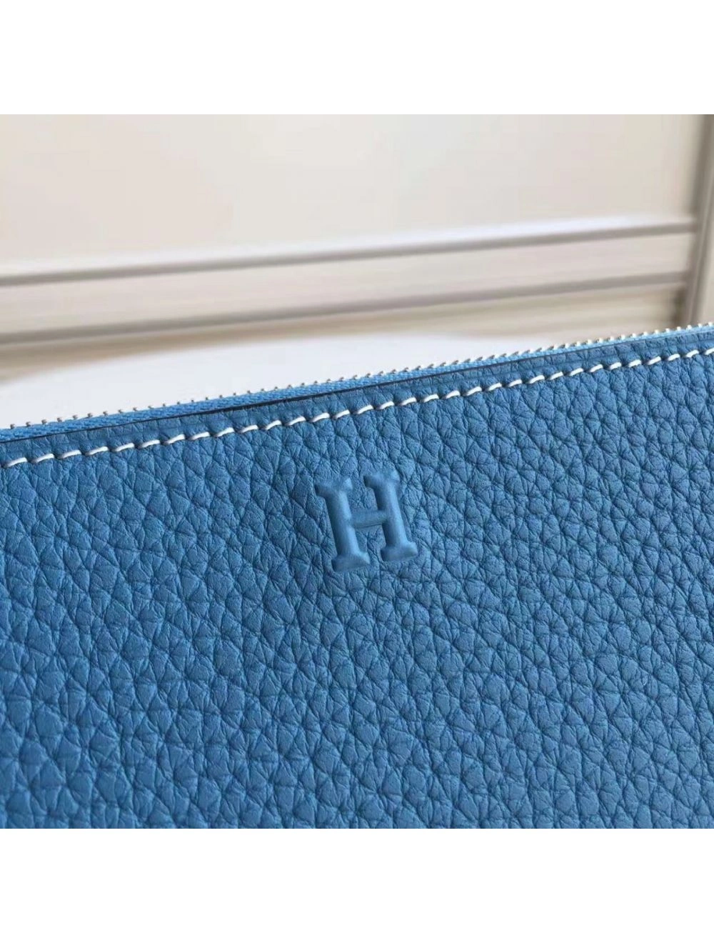 Hermes Blue Jean Azap Zipped Wallet