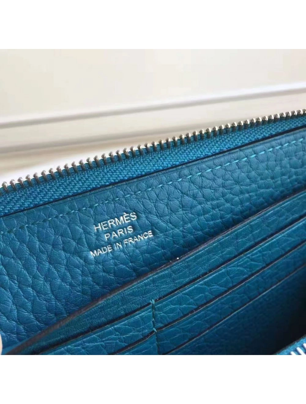 Hermes Blue Jean Azap Zipped Wallet