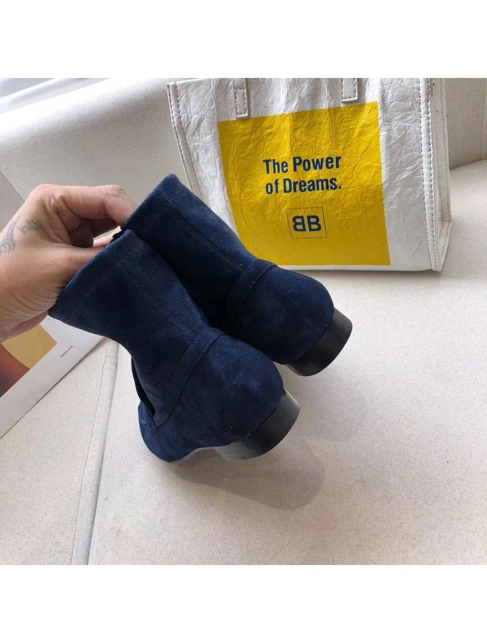 Hermes Blue Saint Honore Ankle Boots