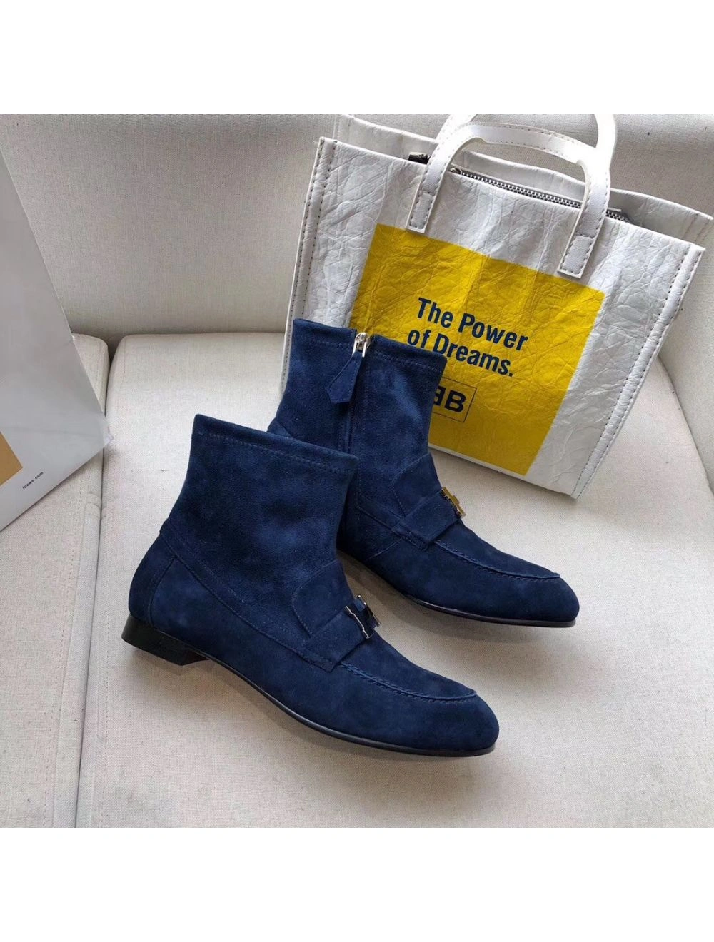 Hermes Blue Saint Honore Ankle Boots