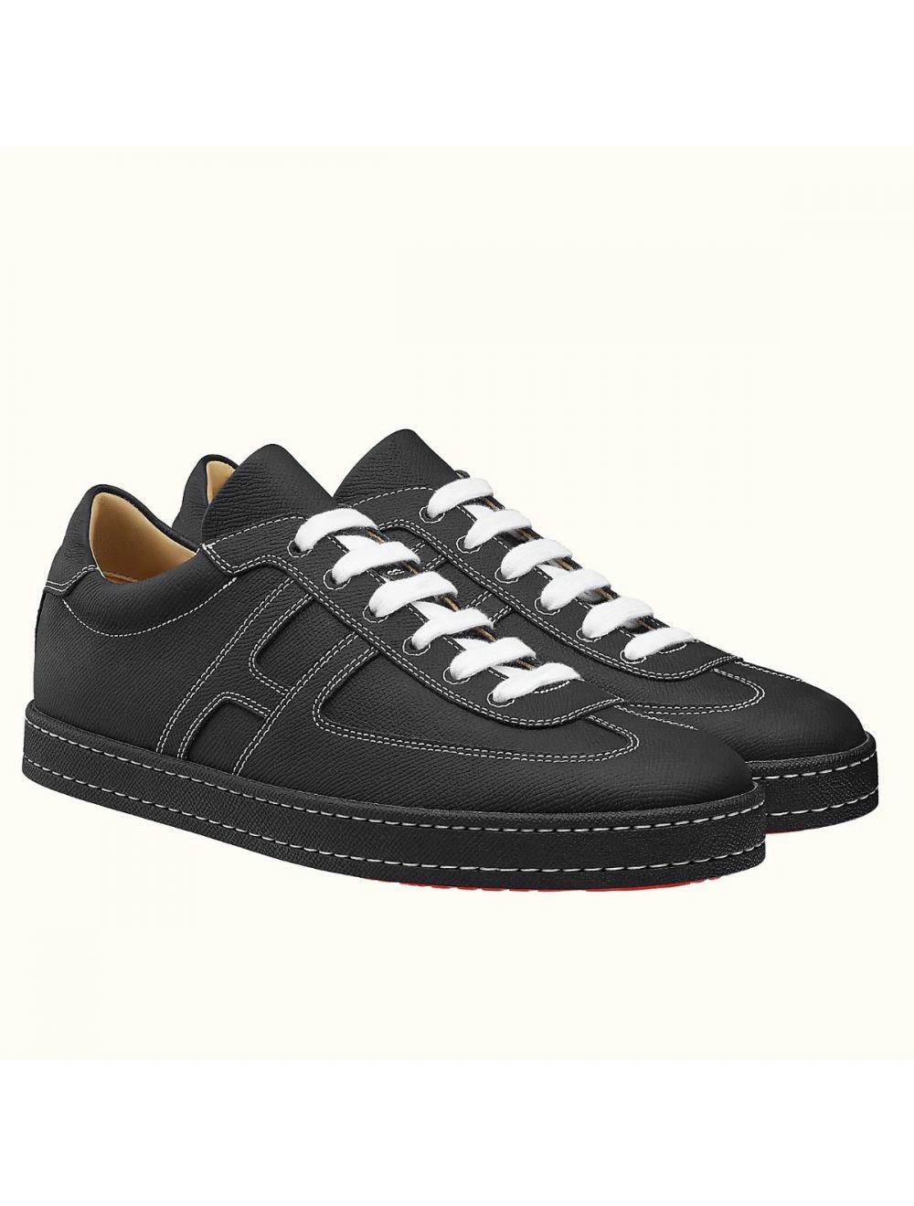 Hermes Boomerang Sneakers In Black Epsom Leather
