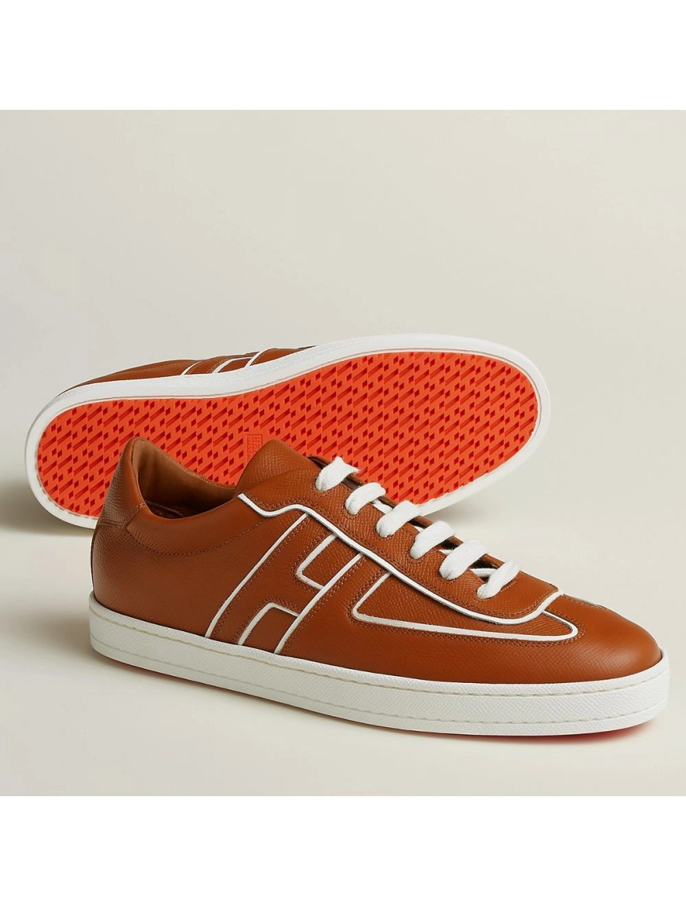Hermes Boomerang Sneakers In Brown Epsom Calfskin