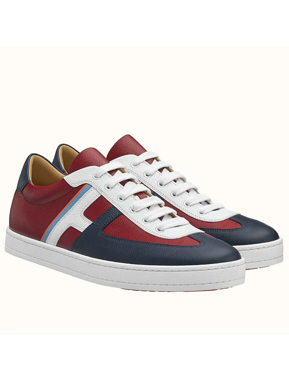 Hermes Boomerang Sneakers In Multicolore Bordeaux Leather