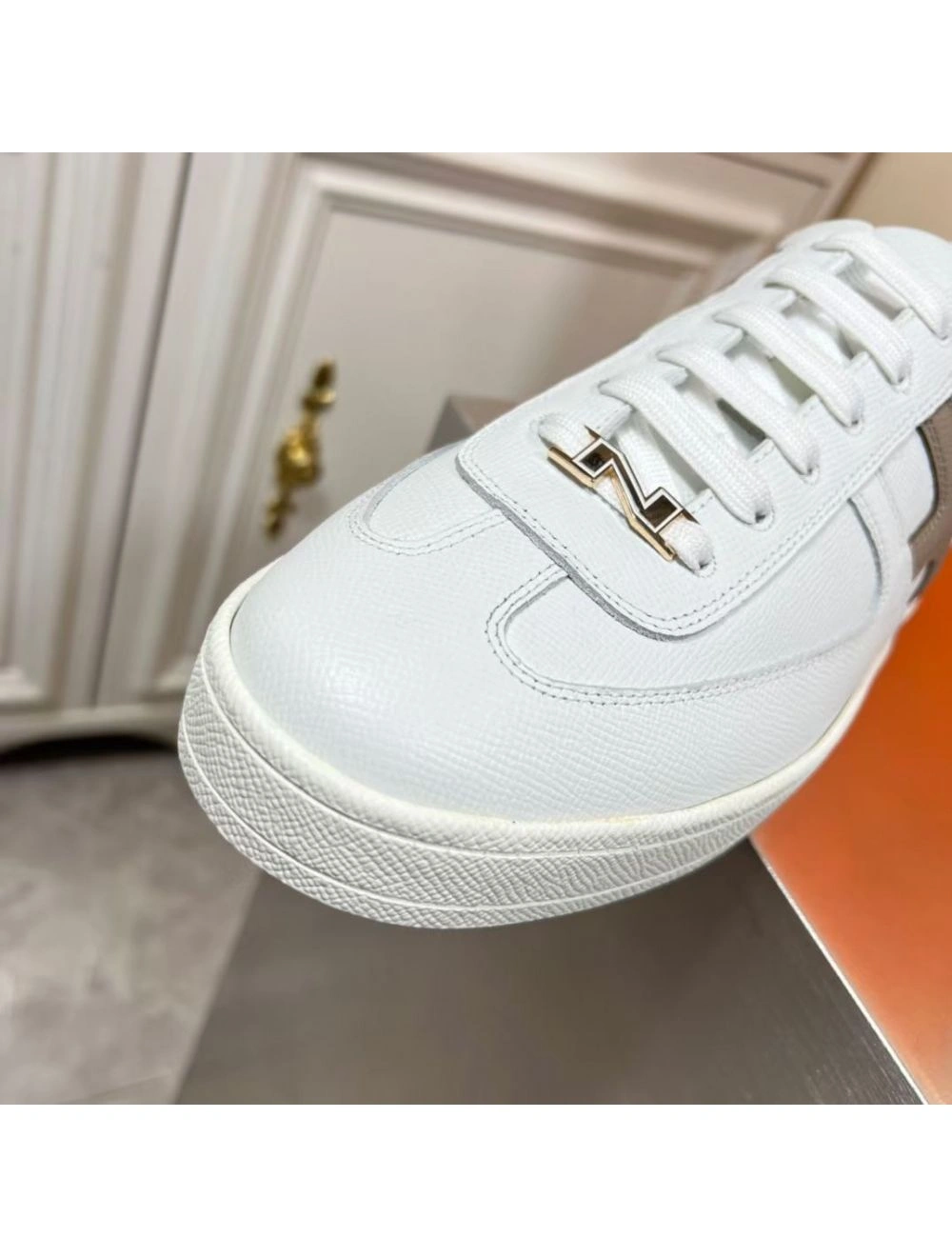Hermes Boomerang Sneakers In Multicolore White Leather