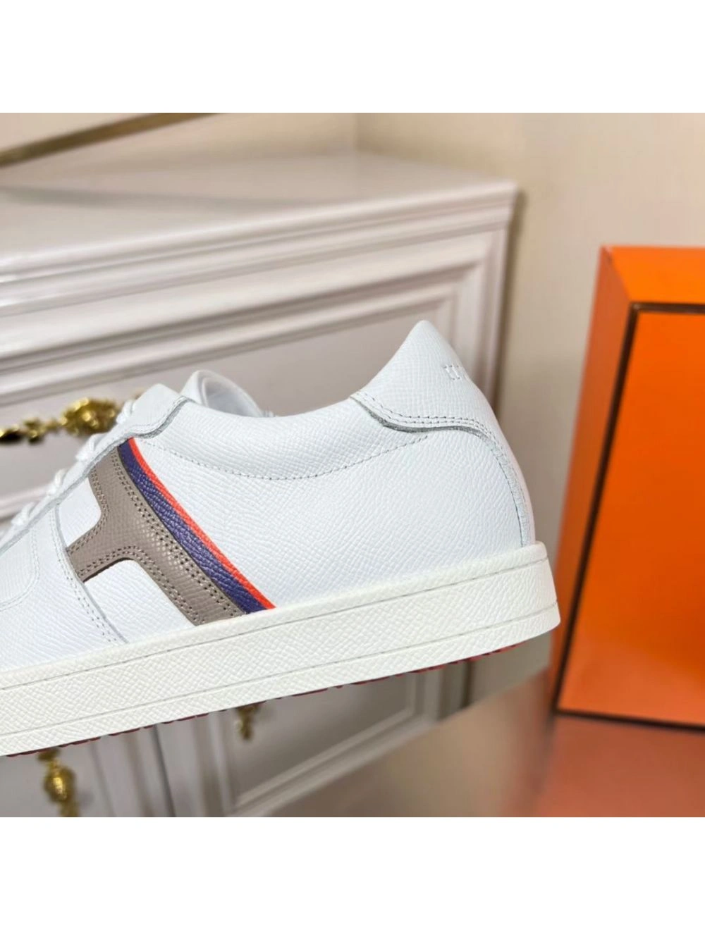 Hermes Boomerang Sneakers In Multicolore White Leather
