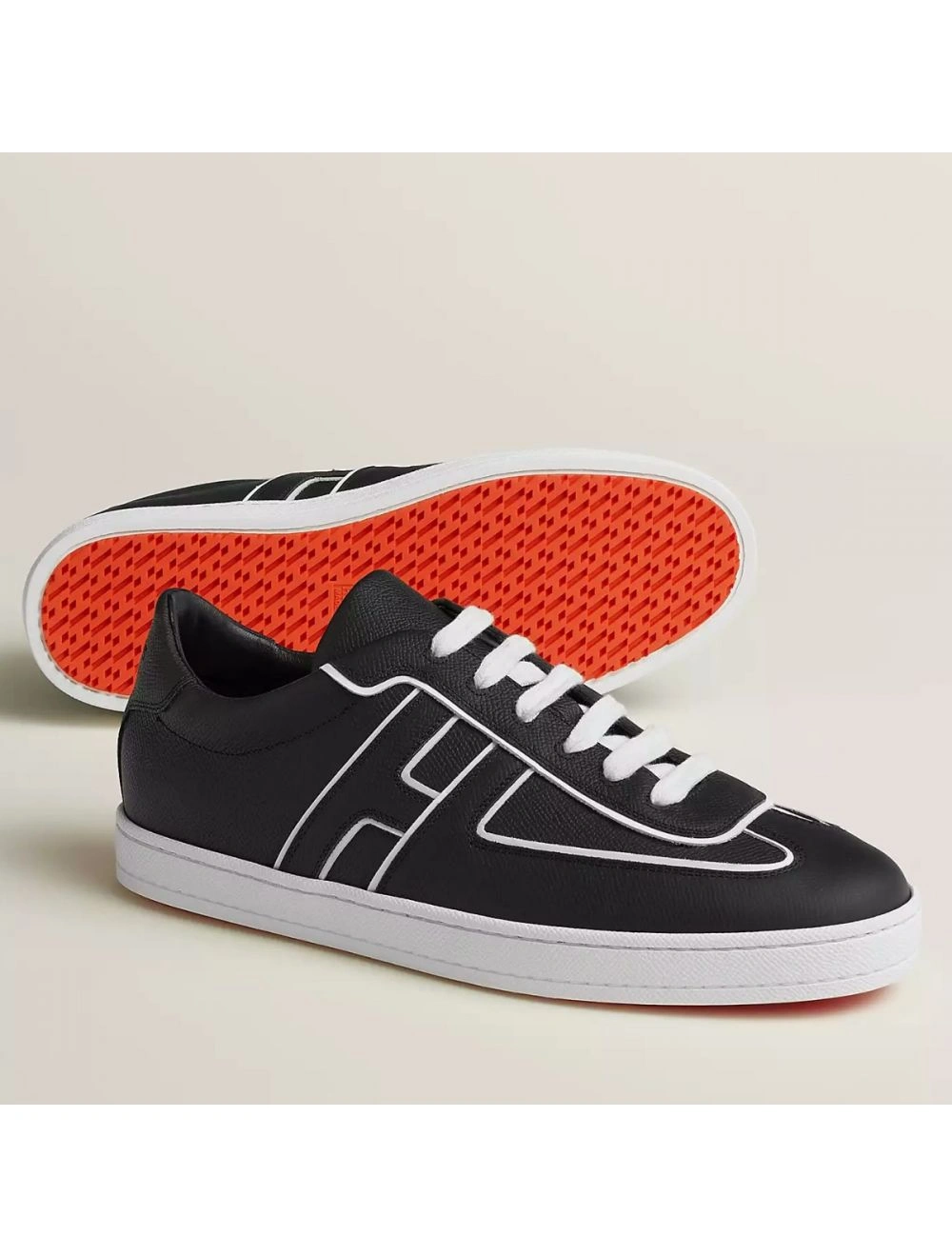 Hermes Boomerang Sneakers In Noir Epsom Calfskin