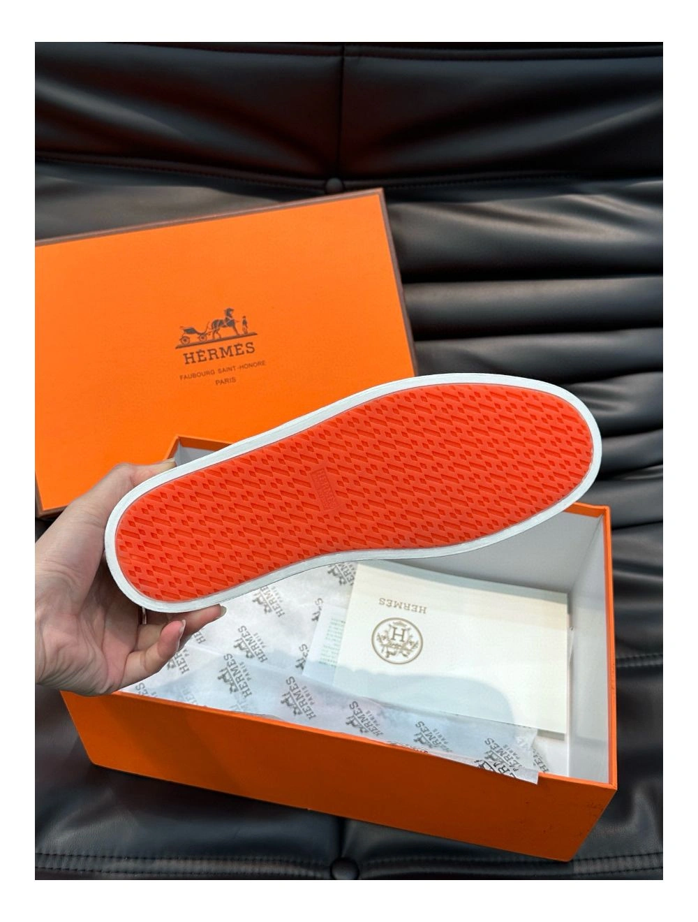 Hermes Boomerang Sneakers In Noir Epsom Calfskin