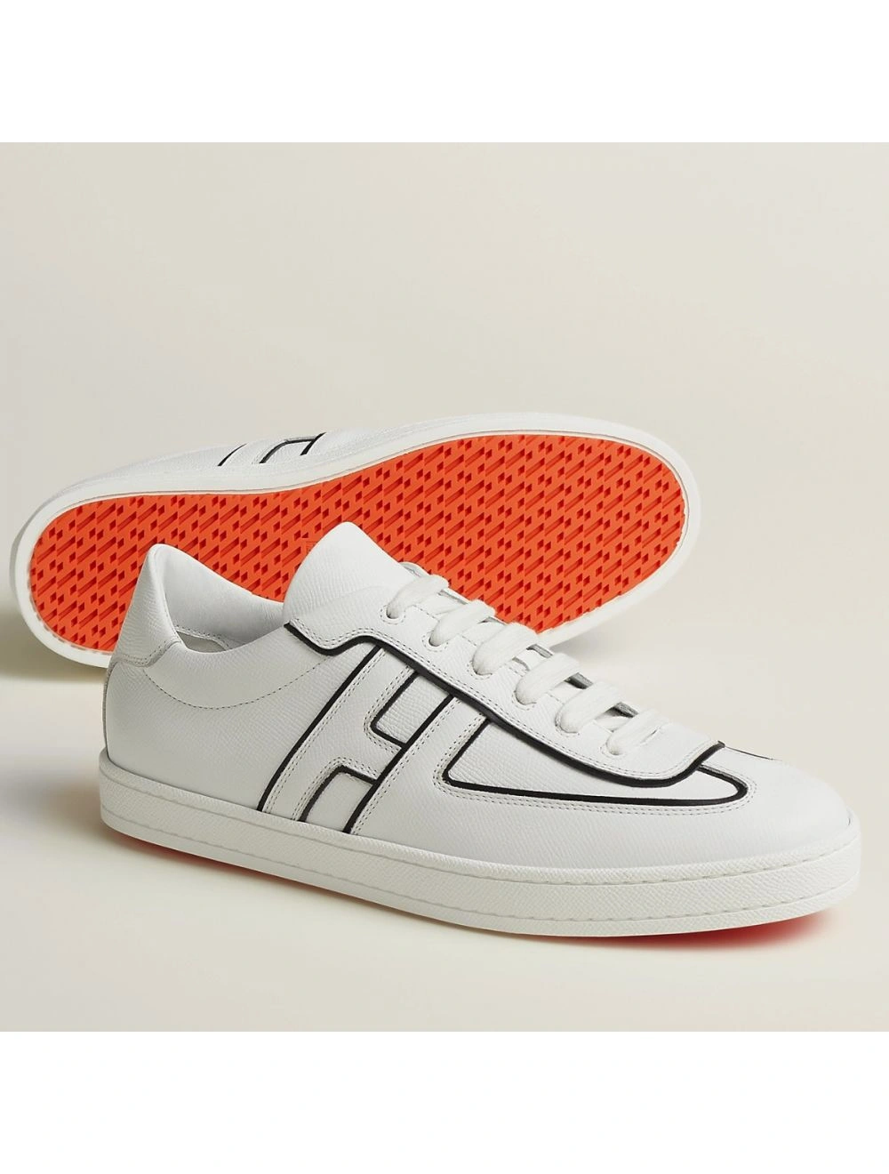 Hermes Boomerang Sneakers In White Epsom Calfskin