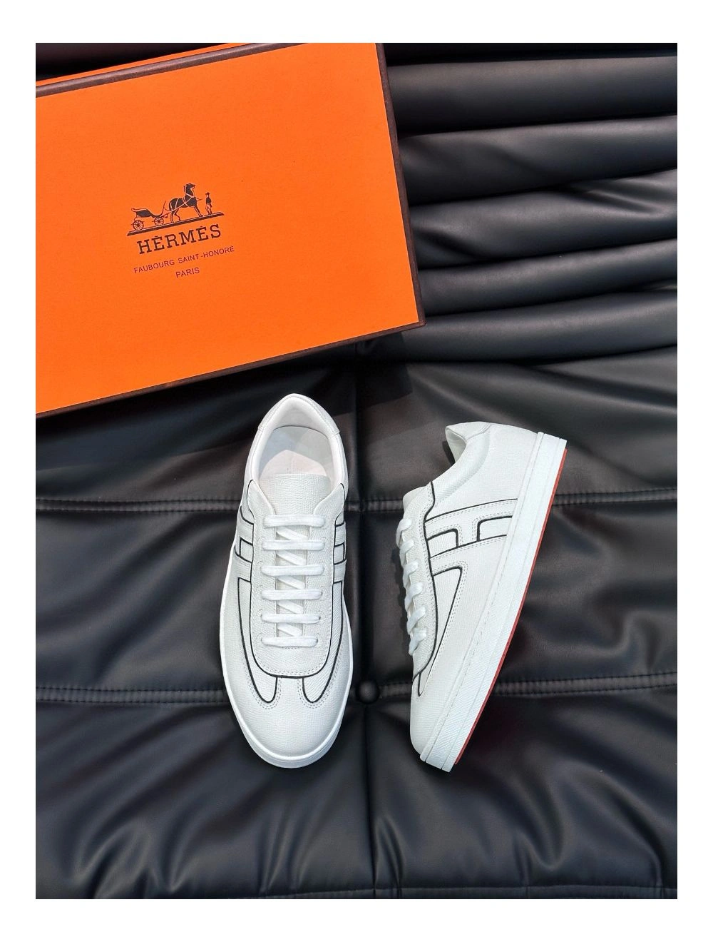 Hermes Boomerang Sneakers In White Epsom Calfskin