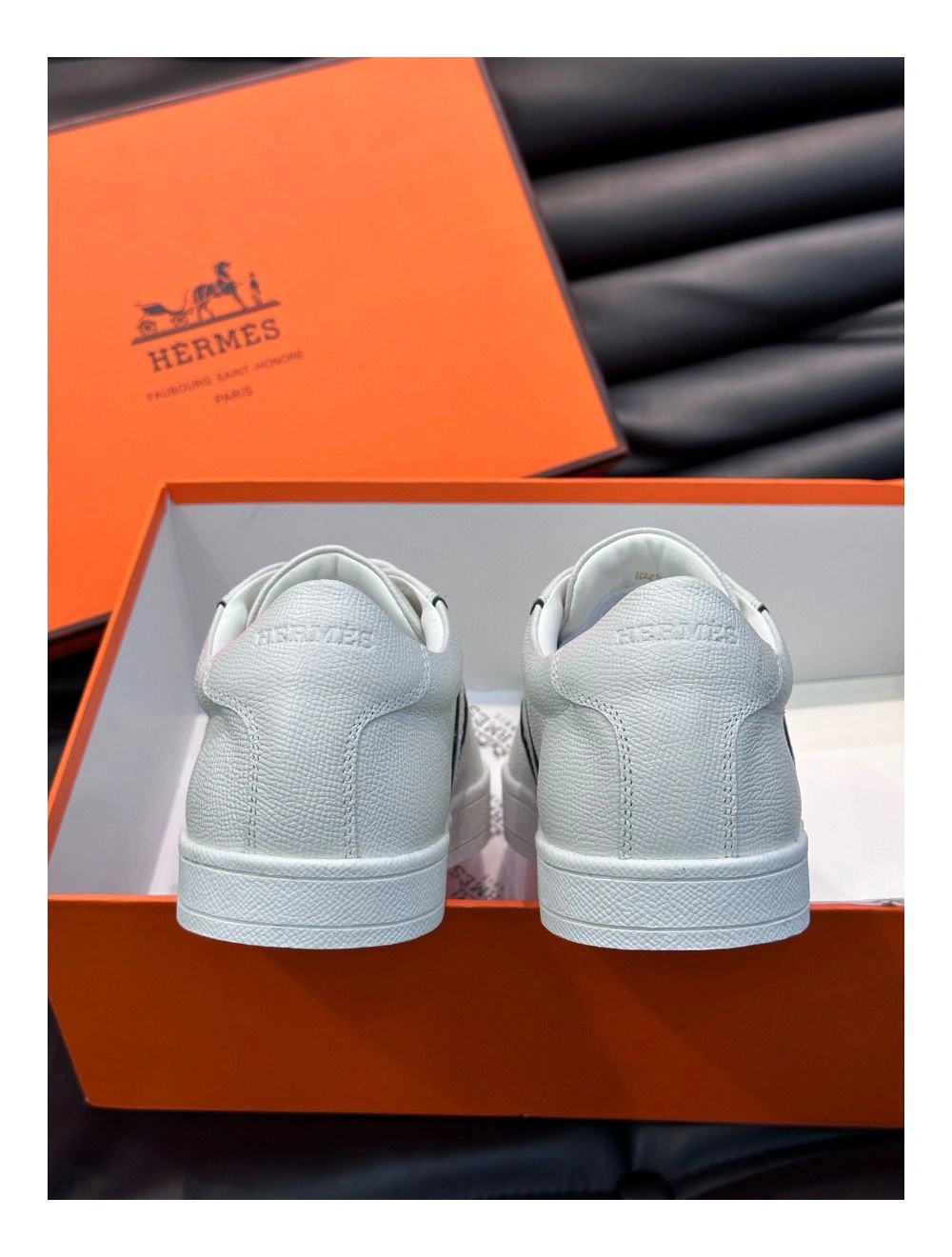 Hermes Boomerang Sneakers In White Epsom Calfskin