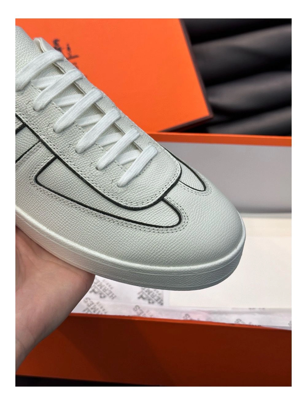 Hermes Boomerang Sneakers In White Epsom Calfskin