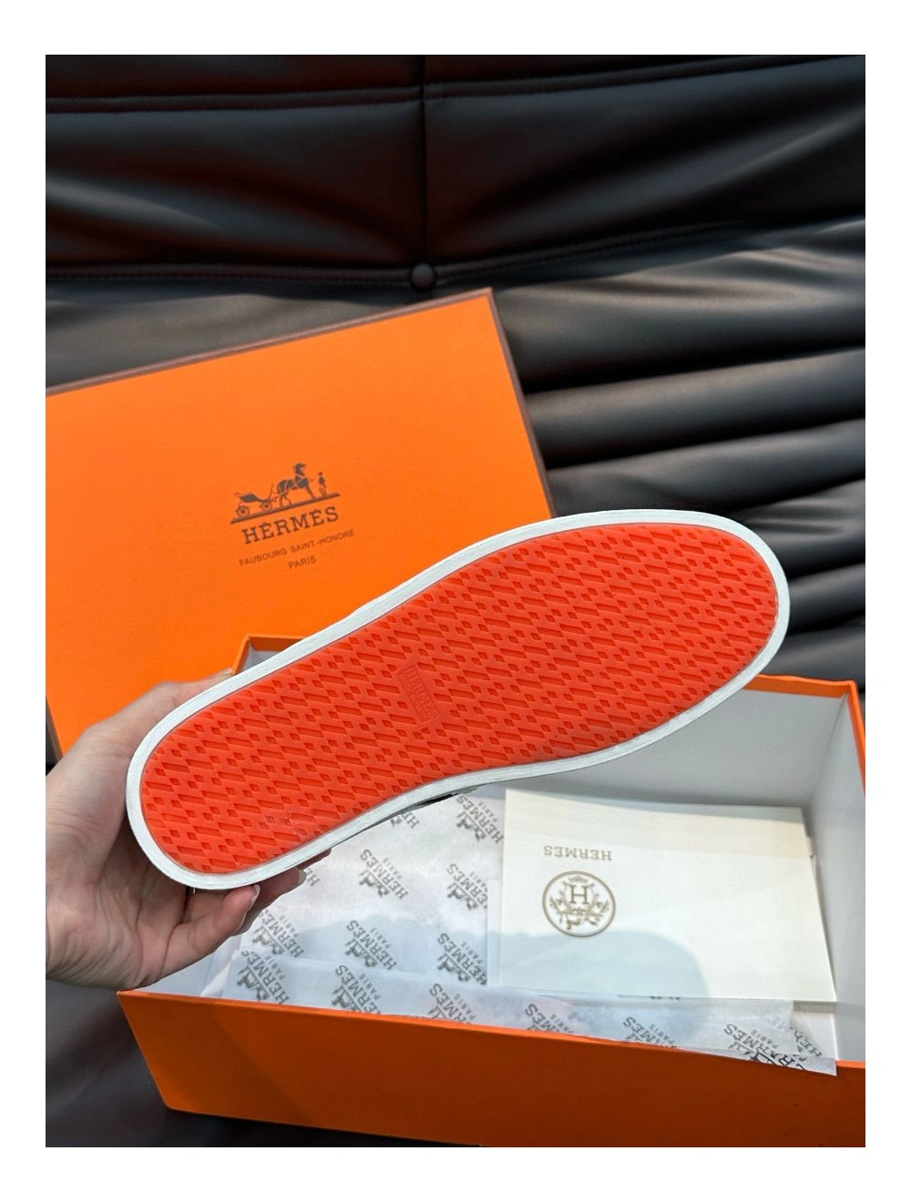 Hermes Boomerang Sneakers In White Epsom Calfskin