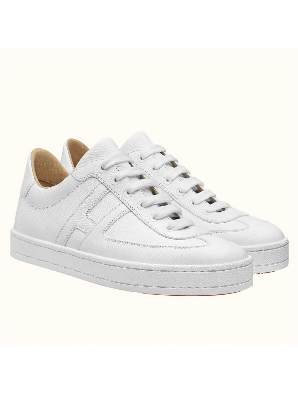 Hermes Boomerang Sneakers In White Epsom Leather