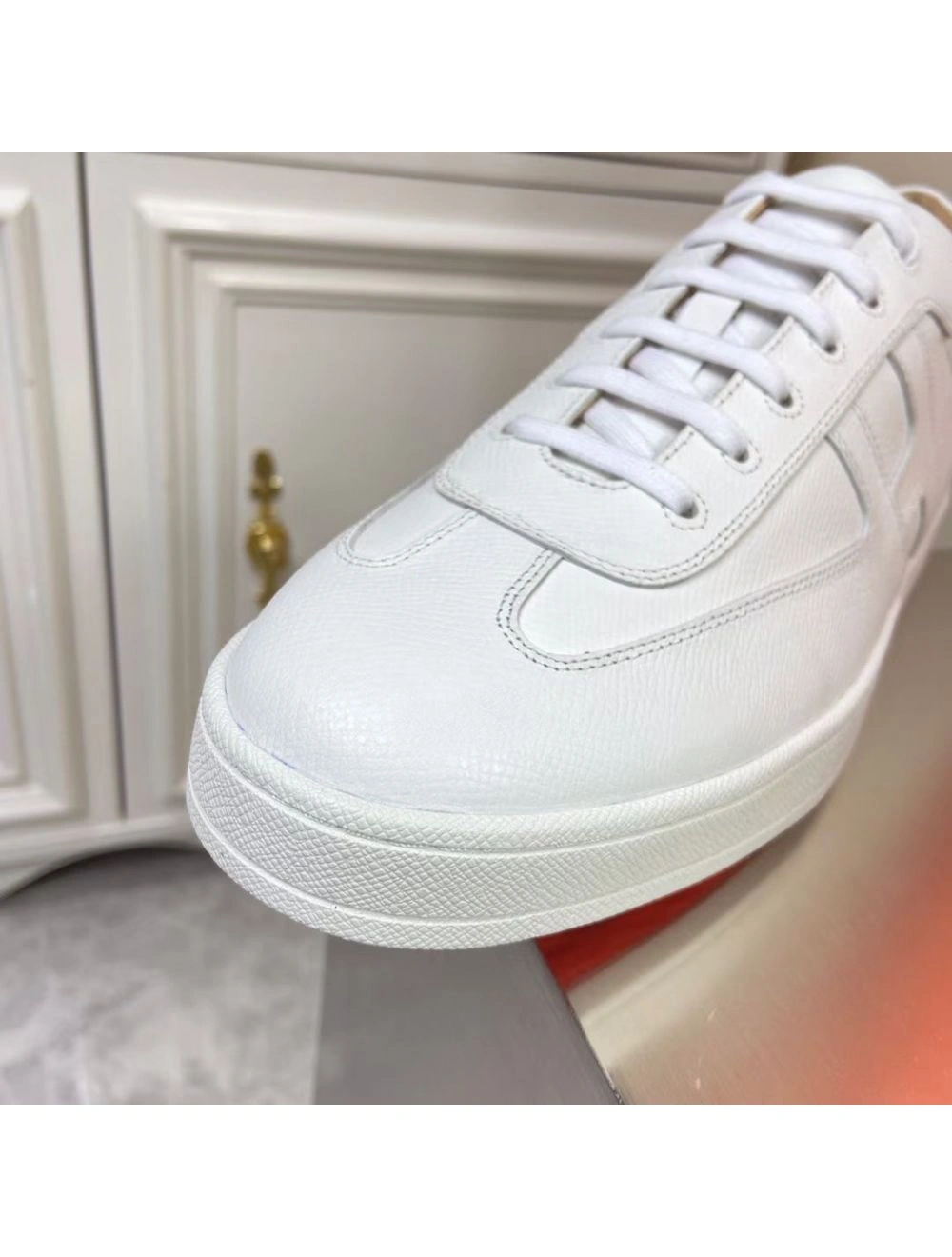 Hermes Boomerang Sneakers In White Epsom Leather